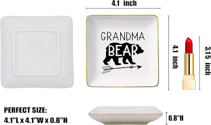 Funny Grandma Gifts-Mother's Day Gift for Grandmother from Grandchild-Bear Theme-Nana Birthday Thanksgiving Christmas Presents-Ceramic Jewelry Tray,Trinket Holder,Ring Dish