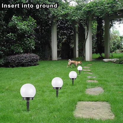 4pcs Solar Sphere Lights Outdoor, White Glow LED Lawn Pathway Lights, Weatherproof Solar Powered Landscape Lighting for Garden Yard