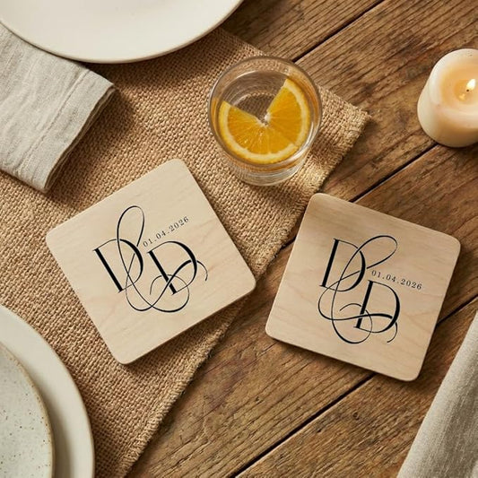 Luxury Custom Couples Wooden Coaster, Gifts for Boyfriend Girlfriend, Valentines Day Gift Gor Him Her, Wedding, Birthday, Anniversary, Christmas 8