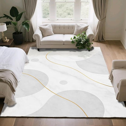 Minimalist Marble Rug - 6x8 Area Rug, Abstract Marble Rugs, Modern Luxury Dining Room Rugs, Washable & Non Slip Large Carpet Home Decor