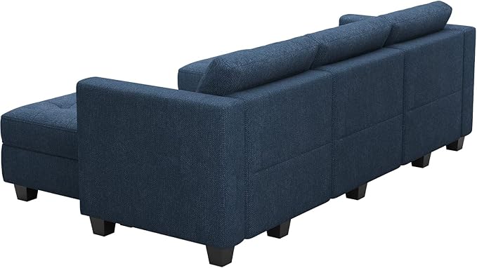 Belffin Modular Sectional Sofa Couch with Double Chaises U Shaped Sectional Sofa Modular with Storage Seat Modular Couch with Reversible Ottomans Blue