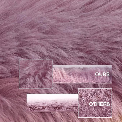 SERISSA Ultra Soft Fluffy Light Purple Faux Sheepskin Fur Shaggy Couch Cover Furry Carpet for Kids Room Fuzzy Plush Rug for Bedroom Living Room Runner, 2x6 Feet (Sheepskin Shape, Light Purple)