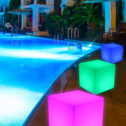 Frienda 4 Pcs Light up Cubes Cool Cosmic Cube Lights 16 Colors LED Mood Lamp Waterproof LED Light Cube for Nursery Home Patio Party Decor (8 Inch)