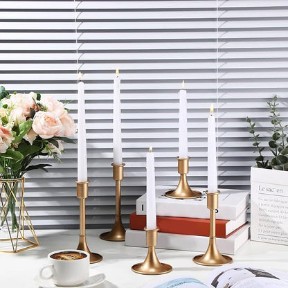 Layhit 24 Pcs Gold Candle Holders Taper Candle Holders for Candlestick Matte Metal Candlestick Holder with Various Heights 3.3" 5.5" 6.3" for Wedding Table Centerpiece Decoration