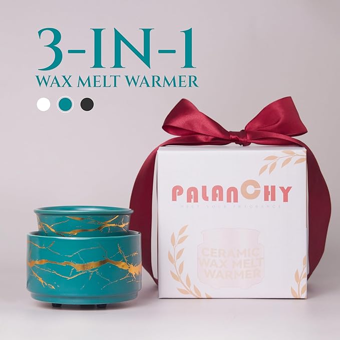 PALANCHY Wax Melt Warmer Ceramic 3-in-1 Oil Burner Electric Candle Wax Warmer Burner Melter Fragrance Warmer for Scented Waxs Home Office Bedroom Aromatherapy Gift& Decor (Black Gold)