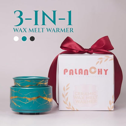 PALANCHY Wax Melt Warmer Ceramic 3-in-1 Oil Burner Electric Candle Wax Warmer Burner Melter Fragrance Warmer for Scented Waxs Home Office Bedroom Aromatherapy Gift& Decor (Black Gold)