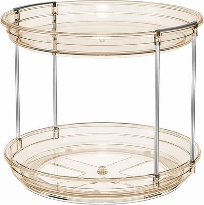 LAMU 2 Tier Lazy Susan Turntable Organizer 10.6'' Rotating Spice Rack Organization for Cabinet, Kitchen, Pantry, Countertop, Bathroom, Vanity, Medicine Cabinet Organizer, Amber