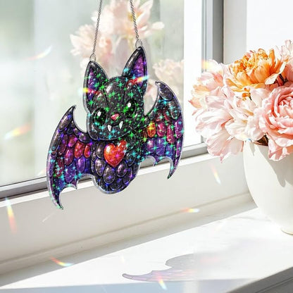 Sweet Heart Bat Acrylic Suncatcher, Window Hanging Sun Catcher Ornament, Crystal Prism Light Catcher Decor, Sunlight Window Decor, Aesthetic Home Decor Gift