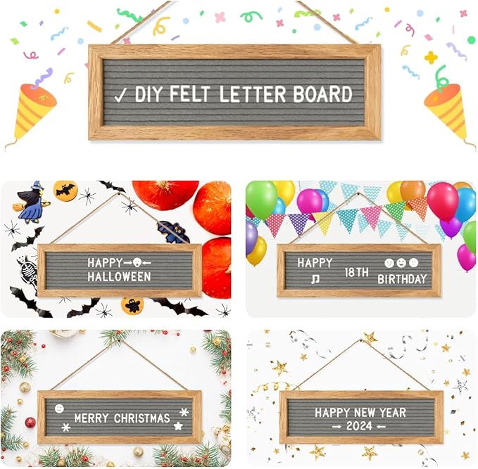 Picture Frames Collage Wall Decor Collage Picture Frames for Wall, Felt Letter Board with 340 Letters and 15 Clips, Unique Rustic DIY Photo Frames for Birthday Best Friend Family Party Gifts