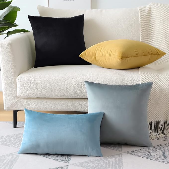 Artscope Luxury Velvet Pillow Covers Super Soft Decorative Square Throw Pillow Covers Case Cushion Covers for Sofa Couch Bedroom Car Decor 26x26 Inch Black