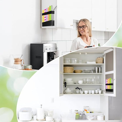 Cabinet Straw Holder,Acrylic Straw Organizer,Straws Dispense for Kitchen Counter and Cabinet Door (black)