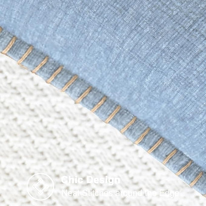 CaliTime Throw Pillow Covers Decorative 26 X 26 Inches Pack of 2 Cotton Thread Stitching Edges Solid Dyed Soft Chenille Cushion Cases for Couch Sofa Bed Living Room Farmhouse Baby Blue