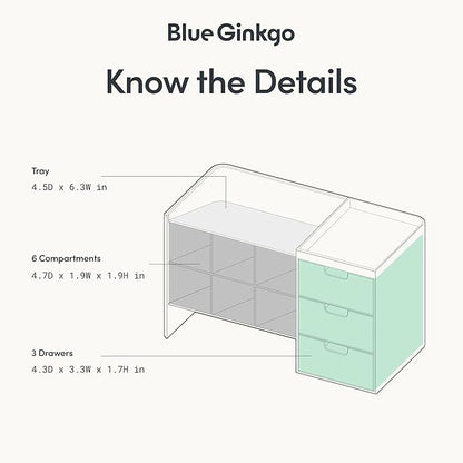 BLUE GINKGO Hive Stack Desk Organizer – Stackable Pen Holder, Stationary Organizer with Drawers - Office Storage, School Supplies, Makeup (Made in Korea, White)