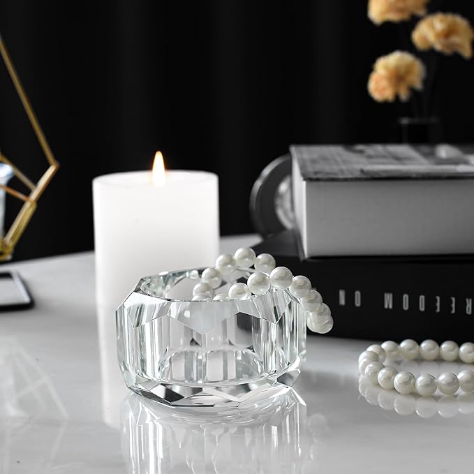 Kitcom Crystal Boxes of Glass Candy Dish Hand-Cut Home Decorative Jewelry Box Candy Jar W 3.15" x H 1.97", Comes With Gift Box