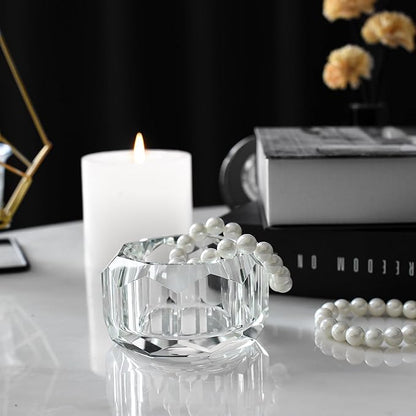 Kitcom Crystal Boxes of Glass Candy Dish Hand-Cut Home Decorative Jewelry Box Candy Jar W 3.15" x H 1.97", Comes With Gift Box
