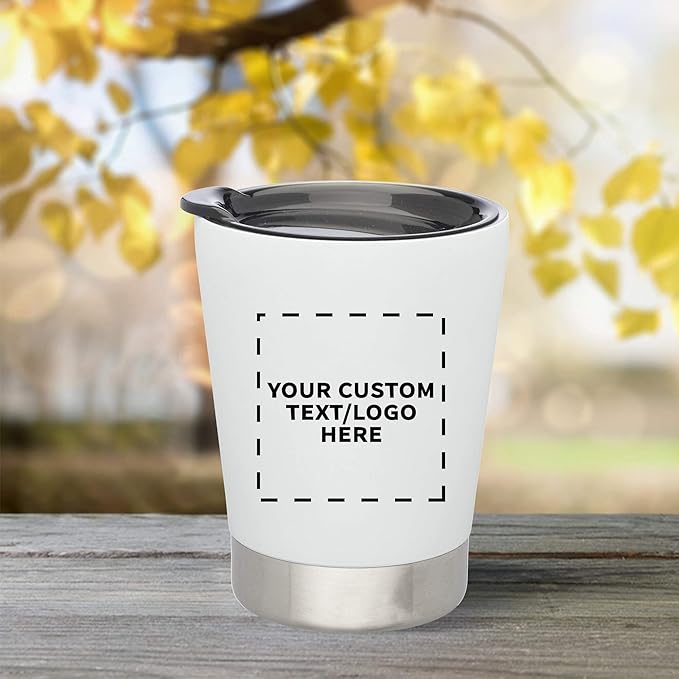 Personalized 12 oz. Itsy Vacuum Insulated Travel Mugs - 24 Pack - Custom Text, Logo - White