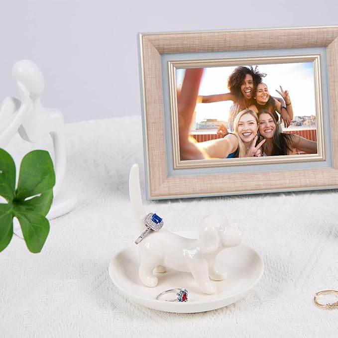 Dog Mom Gifts for Women - Dog Ring Holder Jewelry Dish Tray, Ring Stand for Ring Organizer, Funny Dog Themed Gifts for Dog Lovers, Dog Mom, Birthday Valentine's Xmas Gifts for Women