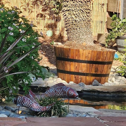 Set of 2 Koi Fish Decor Outdoor Statues Sculptures Antique Copper Garden Pond Fishes Art Metal Koi Fish Statue Outside Garden Décor Ornaments for Outdoors,Patio,Yard,Lawn,Pond,Home Decorations