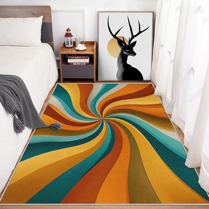 5x6 Retro Spiral Rugs for Bedroom Decor, Washable Groovy 70s 60s Swiral Pattern Area Rug, Living Room Home Decoration, Non Slip Soft Thin, Abstract Art Decor Carpet PF-P 56