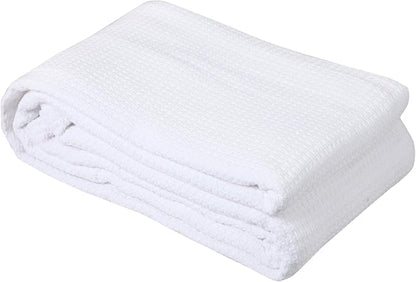 DOLLCENT 100% Cotton King Size Blanket for Bed, Premium Soft Combed Lightweight Blankets, Washed Breathable Cozy Bed Throw Blanket, White King Cotton Blankets for All Season: White (108"x90")