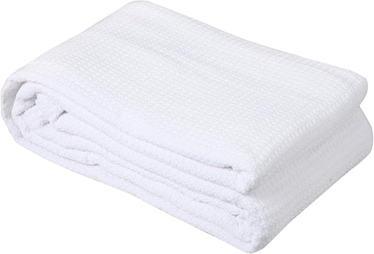DOLLCENT 100% Cotton King Size Blanket for Bed, Premium Soft Combed Lightweight Blankets, Washed Breathable Cozy Bed Throw Blanket, White King Cotton Blankets for All Season: White (108"x90")