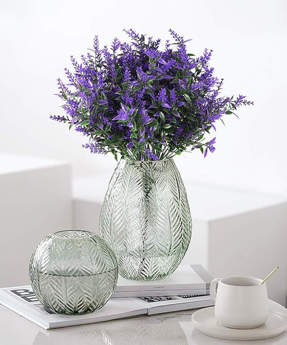 RECUTMS Artificial Greenery Lavender Fake Shrubs Flowers 8 Bundles UV Resistant Hanging Planter Flora Fence Indoor Outside Decor Wedding Table Flowers Arrangement Bouquet Filler (Purple)