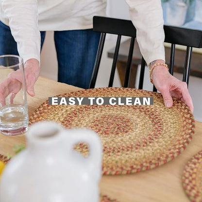 Homespice Harvest Jute Braided Long Table Runner, Warm Country Decor, Multicolor Rectangle 11x36 - Rich Colors, Easy to Clean, Durable and Protects Furniture