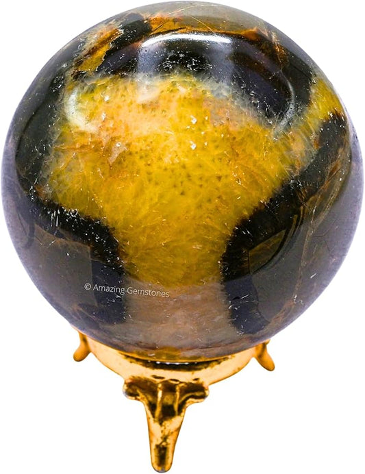 Amazing Gemstone Septarian Crystal Ball with Stand - 2.5 Inches Large Crystal Sphere Meditation Balls for Witchcraft and Decorative Balls