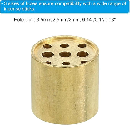 PATIKIL Incense Holder, 2 Pack Brass Incense Cone Burner Stick Holder with 9 Holes Incense Stand Base for Yoga Spa Room Home Office, 0.8" Dia. 0.8" Tall