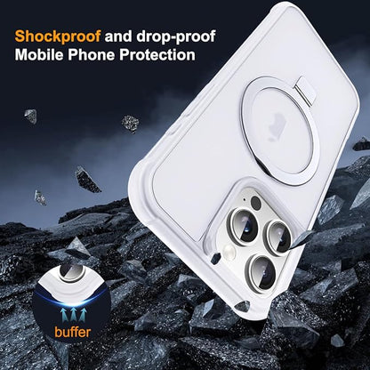 Compatible with iPhone 16 Pro Max Case with Invisible Magnetic O-Ring Stand Military-Grade Phone Case for iPhone 16 ProMax 6.9" [Compatible with Mag-Safe][Great Grip Feeling],Translucent