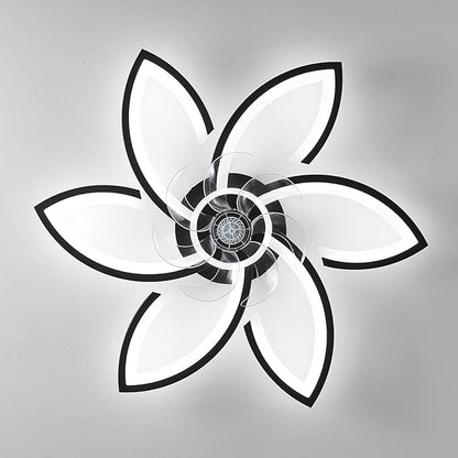 Ceiling Fan with Lights Remote Control, Black Flower Ceiling Fan with Light, 3 Light Color Modern Low Profile Flush Mount Ceiling Fan for Kitchen Bedroom Living Room