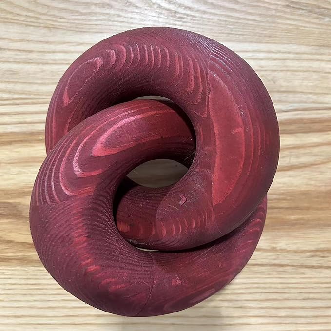 Wood Knot Décor-2 Link Wooden Chain Link Home Decor,Coffee Table Decor Book Shelf Decor Accents Art Decor Living Room Decor Items (Wine Red), 19cm*15cm, SDJ-WD-2L US FBA