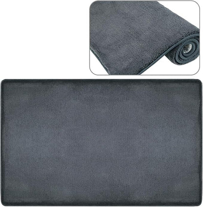 PURE ERA Carpet Stair Tread Landing Mat Area Rug Ultra Plush Shag Soft Non Slip Skid Resistant Tape Free Indoor Doormat Washable Reusable Dark Gay 2' X 3'