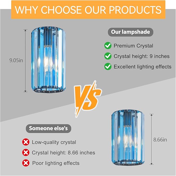 Modern Crystal Pendant Light Mini Light Blue Chandeliers Adjustable Pendant Lights Fixture for Kitchen Island Dinning Room Corridor Bedroom(Light Blue 3-Pack)