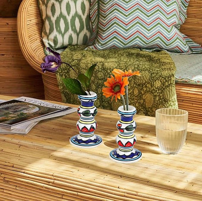 Vixdonos Painted Ceramic Vase Colorful Bud Vase Set of 3 Small Flower Vase Rustic Mini Vases in Bulk for Home Decor, Wedding and Dinner Party(Colorful)