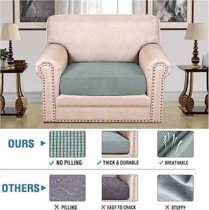 H.VERSAILTEX Super Stretch Individual Seat Cushion Covers Sofa Covers Couch Cushion Covers Slipcover Sets Thick Jacquard Textured Twill Fabric (1 Piece Chair Cushion Cover, Sage)