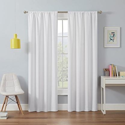 ECLIPSE Kendall Modern Blackout Thermal Rod Pocket Window Curtain for Bedroom or Living Room (1 Panel), 42 x 95, White