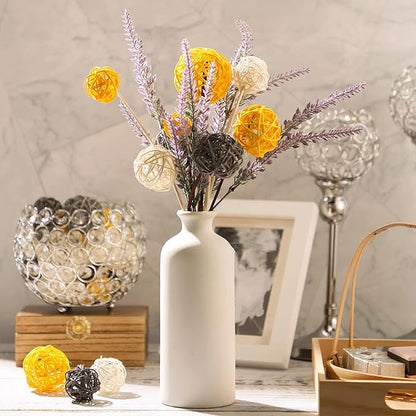 Patelai 36 Pcs Wicker Rattan Balls Decorative Balls for Vase Centerpiece Bowls Orbs Filler for Home Decor,4 Sizes(Yellow, Gray, White)
