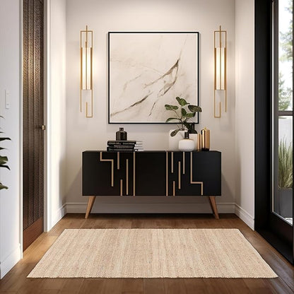 REDEARTH · Jute Cotton Area Rug - 9'x12' Rectangular Rug, Sustainable Handwoven, Non-Shedding, Soft & Durable – Reversible, Neutral Tones for Home Décor in Living Room, Dining Room, Bedroom