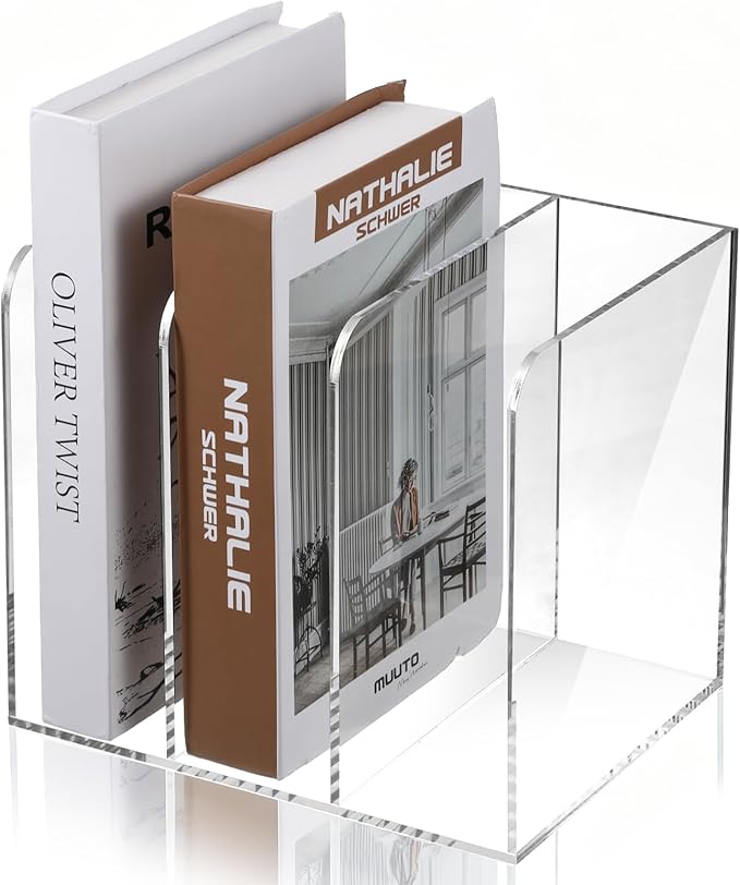 Acrylic Magazine Holder, Thickened Clear Desk Organizer with 3 Vertical Compartment Acrylic File Sorter Organizer for Office, Home, Classroom