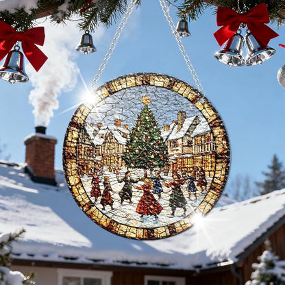 Chrismas Acrylic Stained Glass Window Hanging,Sun Catcher Decor Stained Panel Hangings Wall Art Decor, 2026 8x8inch (SCL015 Chrismas Tree)