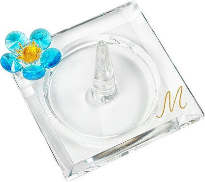 H&D HYALINE & DORA Glass Ring Holder Clear Ring Dish Jewelry Tray Decorative Trinket Dish for Rings Earrings Necklaces Birthday Mother's Day Christmas Gift for Women(M)