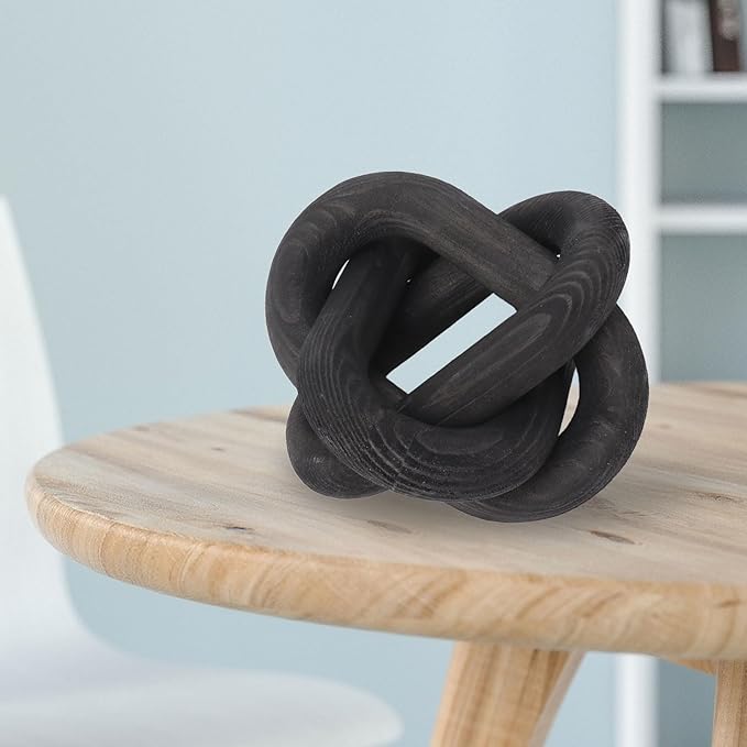 Wood Knot Decor, Home Decor Living Room 3 Link Wood Chain Link Decor Coffee Table Decor Table Decor Modern Decor for Home(Black)