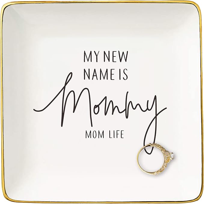First Mother's Day Gift for New Mother,Mom Appreciates Gift,First Time Mom,My New Name is Mommy,Mommy Life,Baby Present Shower for Mum-Gender Reveal Present,Jewelry Tray Trinket Holder Ring Dish
