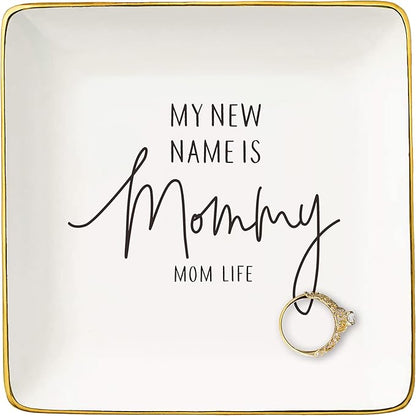 First Mother's Day Gift for New Mother,Mom Appreciates Gift,First Time Mom,My New Name is Mommy,Mommy Life,Baby Present Shower for Mum-Gender Reveal Present,Jewelry Tray Trinket Holder Ring Dish