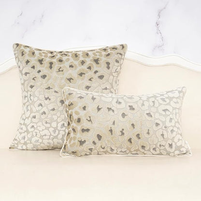 Alerfa Beige Floral Throw Pillow Cover 20 x 20 Inch Cut Velvet Sqaure Luxury Decorative Pillow Cover for Couch Living Room Bedroom