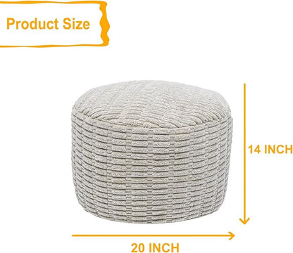 Asuprui Round Ottoman Pouf Ottoman Foot Stool Seat Faux Fur Bean Bag Foot Rest Floor Chair Leg Rest for Living Room, Bedroom or Wedding Gifts 20x20x14 Inches (Light Gray)