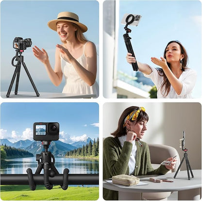 ULANZI MT30 Magnetic Flexible Tripod for iPhone 17-12 Series with 1/4" Thread, Mini Bendable Phone Holder Stand for MagSafe & Cameras, Octopus Mini Tripod Mount for Creative Shooting & Video Recording
