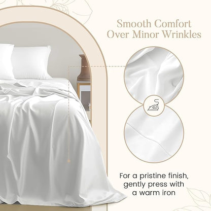 Egyptian Cotton Sheets King Size Sheets Deep Pocket Set, 800 Thread Count 4 Piece King Size Sheet & Pillowcase Sets Sateen Weave, Soft & Comfy Elasticated 15" Deep Pocket Breathable Bed Sheet- Seafoam