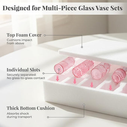 BEAHOT 32 Pack Pink Bud Flower Vase in Bulk,Mini Vintage Glass Bud Vases for Centerpieces,Wedding Decor,Party & Home Decaration,Mother's Day (Pink)